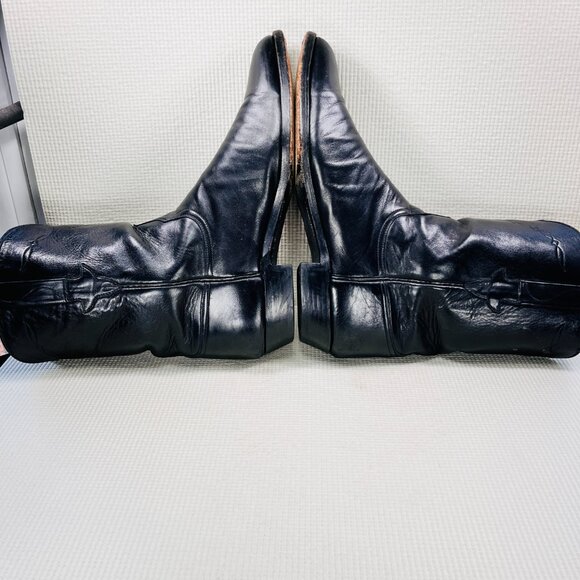 Lucchese Made In USA Vintage L8504 Roper Boots Smooth Black Mens Size 12 D - Picture 7 of 11
